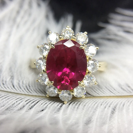 Solid 14k Yellow Gold 3.0 Ct Ruby with Diamond Engagement Ring-Black Diamonds New York