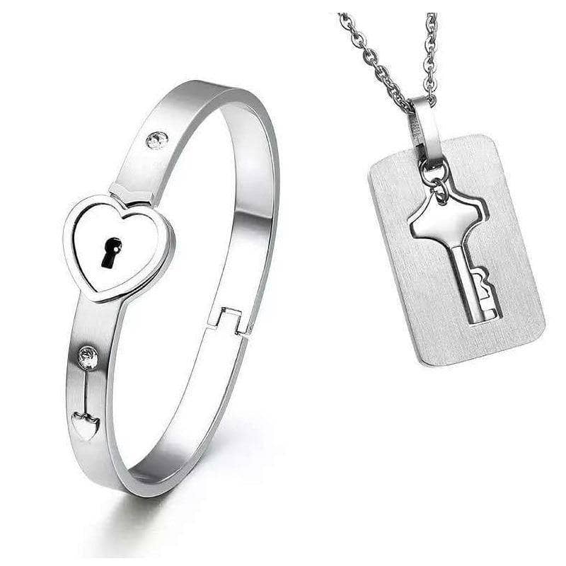 Lock and Key Bracelets for Couple, Set of 2