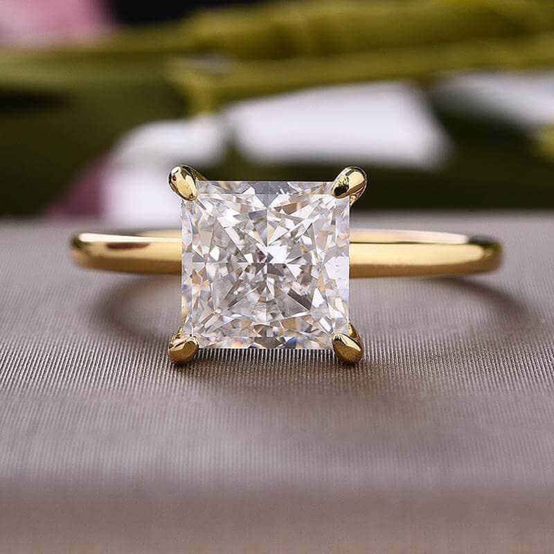 Stunning Yellow Gold 2.5 Carat Princess Cut Bridal Ring Set Black Diamonds New York