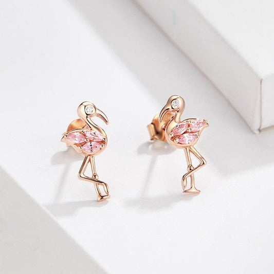 Summer Flamingos Stud Earrings-Black Diamonds New York