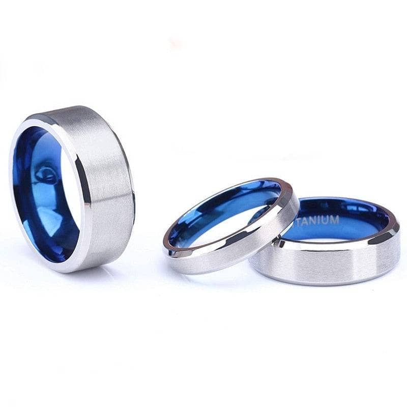 Tungsten Titanium Ceramic Wedding Bands   Titanium And Classic Blue Mens Wedding Band 223435 