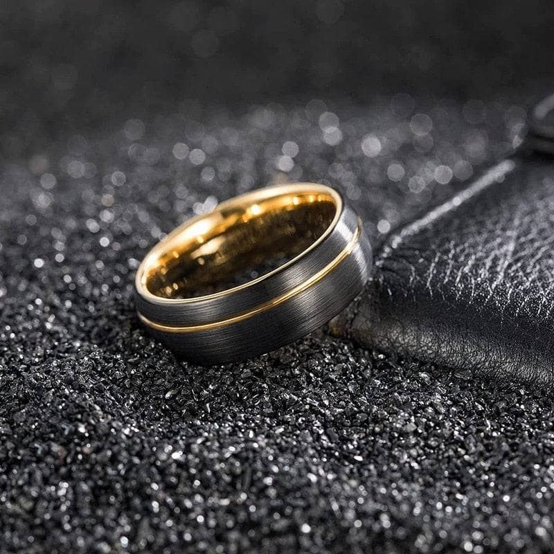 Men's Black Tungsten Wedding Ring,Diamond Wedding Band,18k Yellow outlets Gold,Tungsten Carbide Ring,Anniversary Ring,Engagement Ring,Black Tungsten