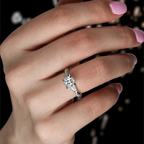 2.90 Carat Black Diamond Engagement Promise Ring, Natural White Diamonds  Halo, 14k Rose Gold, Big Black Diamond Alternative Engagement Ring -   Sweden