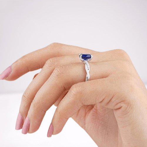 Lab Created Blue Sapphire Ring, 925 Sterling Silver, Simple Everyday Ring, Blue Oval Cut Gemstone, Ring For Her, sale Promise Ring, New Year Sale