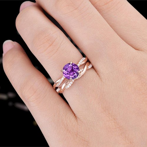 Amethyst fashion wedding set