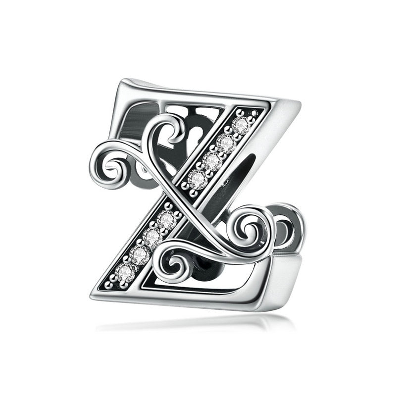 925 Sterling Silver Vintage Letter Z Link Bracelet 7