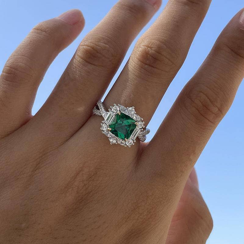 Natural emerald and diamonds engagement ring, elvish nature inspired gold  ring / Undina | Eden Garden Jewelry™