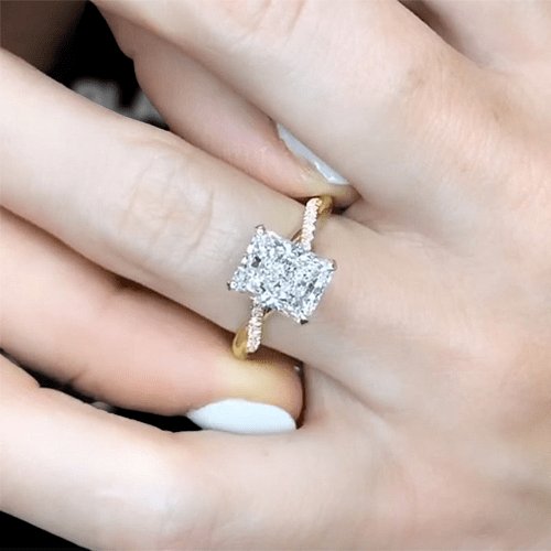 VIP DI Dream Ring- 4.5 Carat Radiant Cut Twist Yellow Gold Engagement Ring-Black Diamonds New York