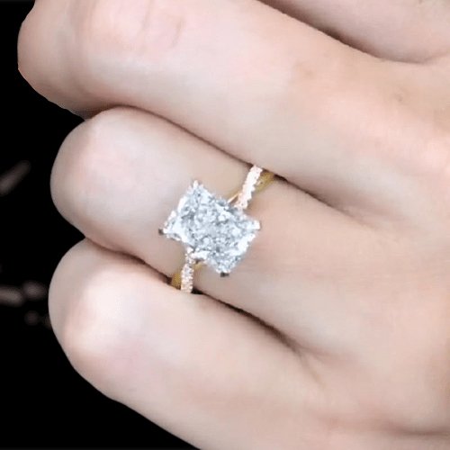 VIP DI Dream Ring- 4.5 Carat Radiant Cut Twist Yellow Gold Engagement Ring-Black Diamonds New York