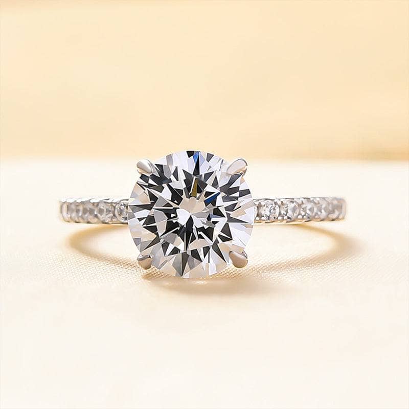 White Gold Classic Round Cut 4 prong Engagement Ring-Black Diamonds New York