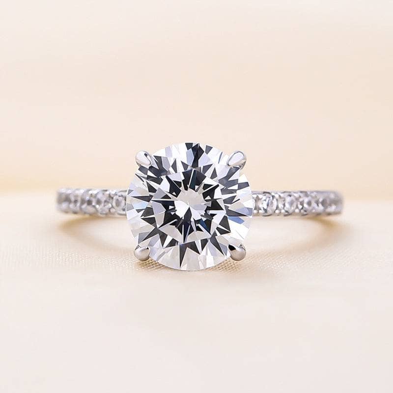 White Gold Classic Round Cut 4 prong Engagement Ring-Black Diamonds New York