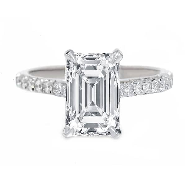 White Gold Emerald Cut Women's Engagement Ring-Black Diamonds New York