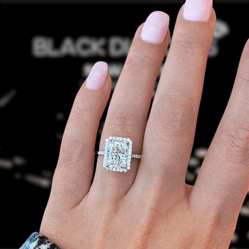 Maria: Classic Radiant Cut Three-Stone Natural Diamond Engagement Ring |  Ken & Dana Design
