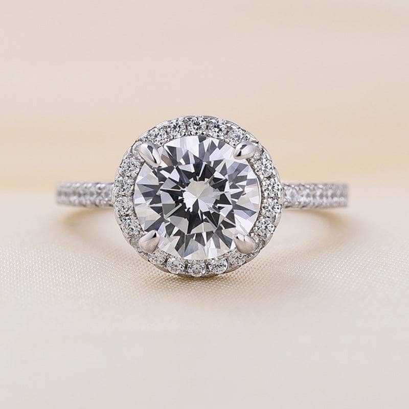 White Gold Halo Round Cut Engagement Ring from Black Diamonds New York