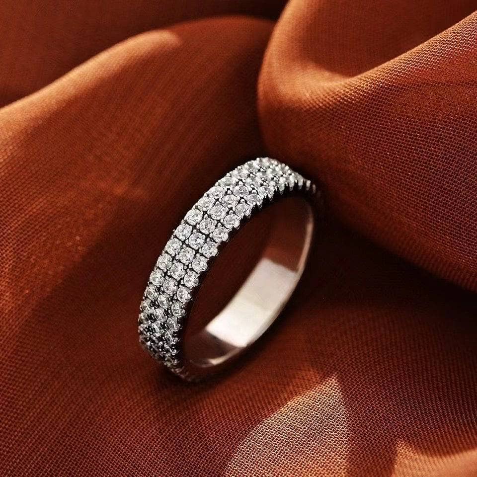 White Gold Pave Simulated Diamonds Sapphire Ring Band-Black Diamonds New York