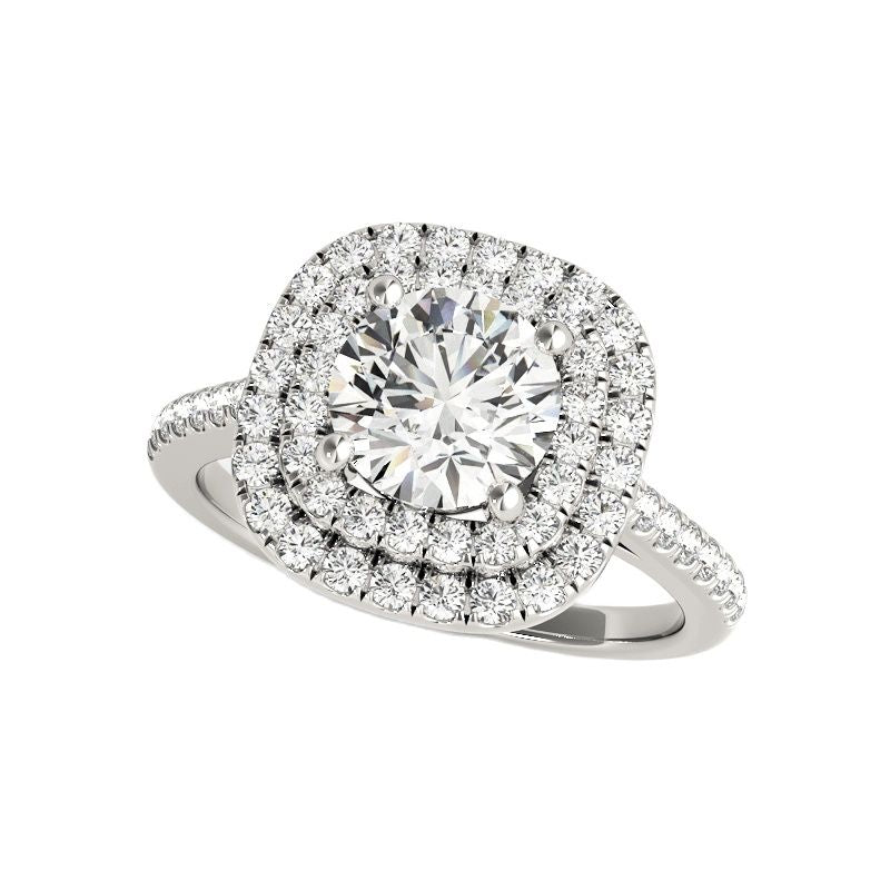 White Gold Round Cut Diamond Halo Engagement Ring Set-Black Diamonds New York