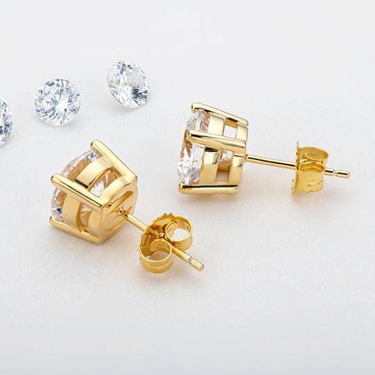 White Gold Round Cut Diamond Stud Earrings-Black Diamonds New York