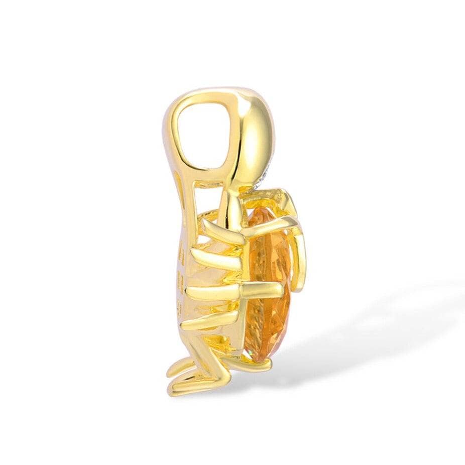 Yellow Garnet Created Diamond Crab Necklace-Black Diamonds New York