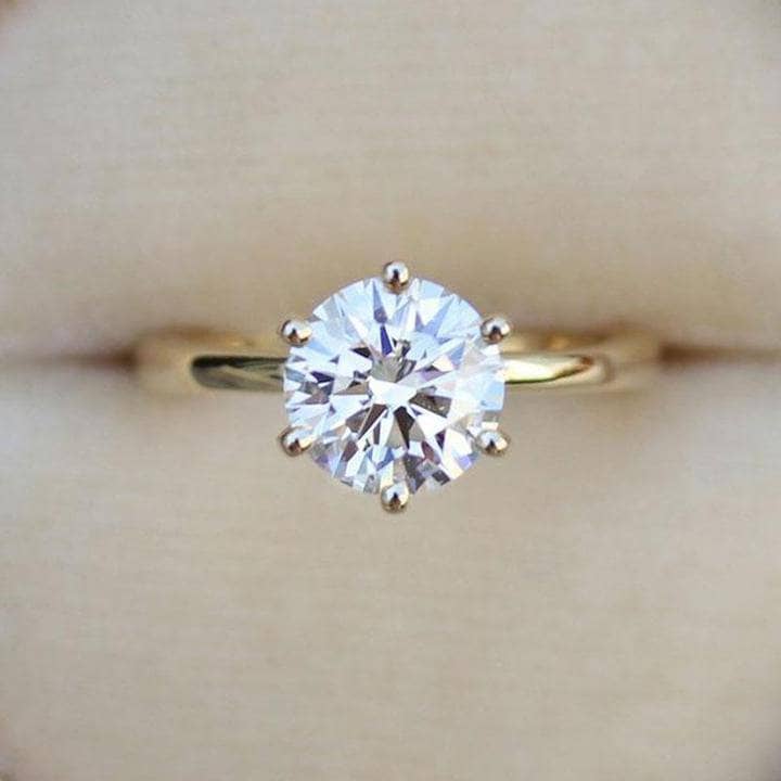 Yellow Gold 2.0ct Round Cut Solitaire Engagement Ring-Black Diamonds New York