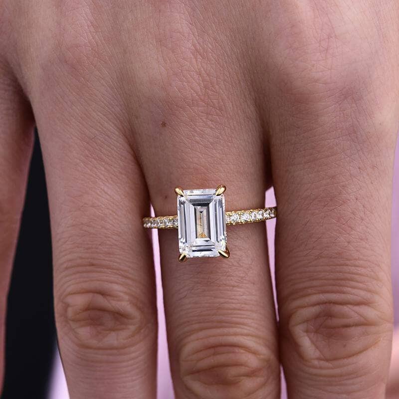 Yellow Gold Emerald Cut Diamond Engagement Ring-Black Diamonds New York