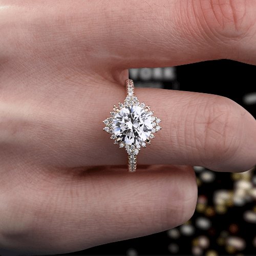Kay Round-Cut Diamond Flower Halo Engagement Ring 1/2 ct tw 14K White Gold  | CoolSprings Galleria