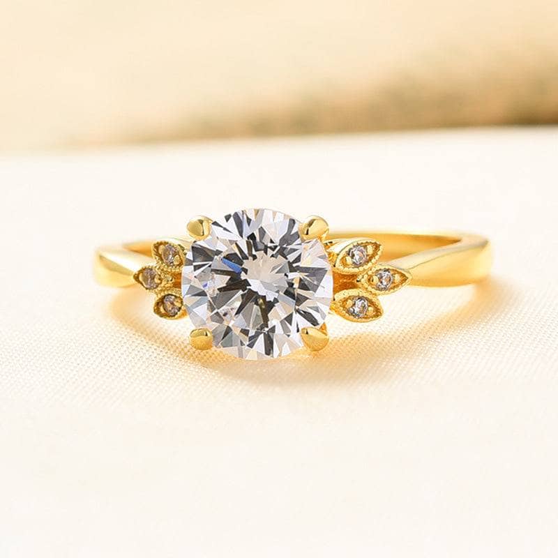 Yellow Gold Round Cut Engagement Ring-Black Diamonds New York